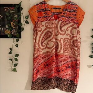 Zara Basic Multicolour Knee Length Sheath Dress Women Large